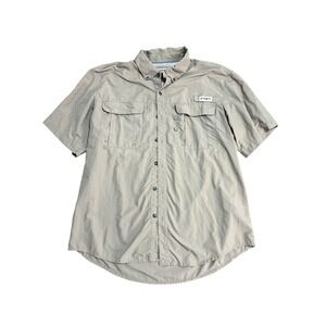 Magellan Outdoors Shirt Mens Large Beige Short Sleeve Fishing Angler Fit Vented